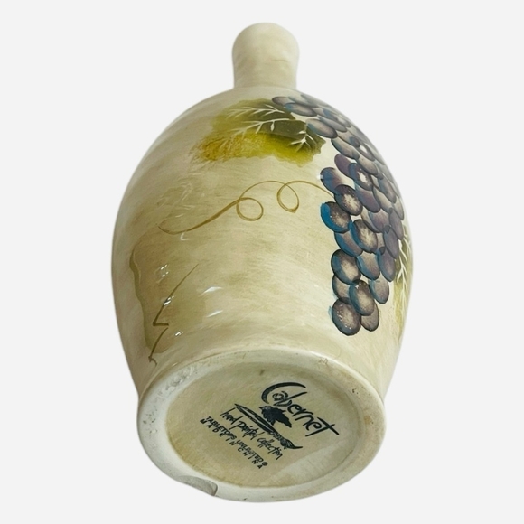 Olive Oil Bottle Cabernet Tabletops Unlimited Hand Painted Ceramic Oil Bottle - Picture 7 of 10